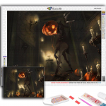 Teemantmaal Halloween hirmutav k&otilde;rvitsapea mees tikand Ristpistes kivist kodukaunistus Full Round 20X30CM