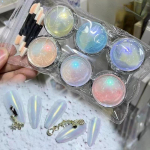 1 komplekt Jelly Neon Rainbow holograafilist kameeleonipuudrit Aurora Effect sillerdav pigment Glitter k&uuml;&uuml;nte s&auml;rapuuder