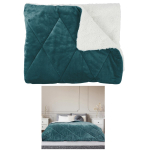 Les Tr&eacute;sors De Lily [A3520] - Sherpa flanellist voodikate 'Scarlett' t&uuml;rkiissinine valge - 240x220 cm t&uuml;rkiissinine