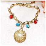 Les Tr&eacute;sors De Lily [R6362] - Disainer terasest k&auml;ev&otilde;ru  Cl&eacute;opatra  t&uuml;rkiissinine punane kuld - 20 mm t&uuml;rkiissinine