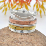 Meditatsioonis&otilde;rmus J&otilde;ulum&uuml;&uuml;k Tahke 925 Sterling H&otilde;be Haamriga R&otilde;ngas keerleva osaga Naistele K&auml;sitsi valmistatud Kolmev&auml;rviline S&otilde;rmus 6 h&otilde;be