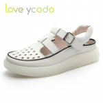 K&auml;sitsi valmistatud stiilsed mugavad naturaalsest nahast lamedad sandaalid suvistele naistele ja t&uuml;drukutele 42