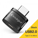 Essager Otg Type C USB Micro USB to Type C Adapter Otg USB to Type C Adapter Macbook Xiaomi Huawei Samsung Otg Connectori jaoks TypeC to Micro Black