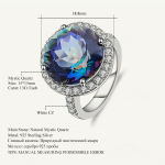 Gb Fashion Pulma 925 Sterling H&otilde;bedast kokteilis&otilde;rmused 13 ,00 ct Naturaalne sinakas m&uuml;stiline kvarts kalliskivist s&otilde;rmus peened ehted 7