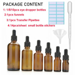1-100 ml merevaigukollased tilgutipudelite komplekt musta korgiga eeterliku massaaži&otilde;li pipetiga korduvt&auml;idetavate pudelite jaoks 15ml 1pcs