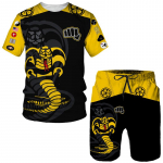 Suvine Cobra Kai 3D-prindiga T-s&auml;rk/l&uuml;hikesed p&uuml;ksid/&uuml;likond Meeste lahe l&uuml;hikeste varrukatega sportlik komplekt vabaaja hip-hopi spordir&otilde;ivad 2-osaline spordidress 4XL