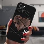 Iphone 13 11 12 14 Pro Max Mini Xs Xr 14plus Black Case Lennukite jaoks Maailmakaart Reisimine Love Heart Couple Silikoonist kaitsekate For iPhone 12