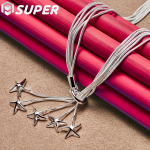 925 Sterling Silver Five Snake Chain Starfish kaelakee ehted 44cm