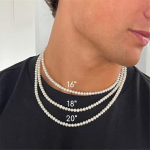 Kunstlik p&auml;rlikee Meeste Lihtne k&auml;sitsi valmistatud Strand Bead kaelakee Choker Meeste Ehted Naistele T&uuml;drukutele Pulma banketi kaelakeed 6mm-40cm