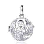 Collier Bola de Grossesse cage M&egrave;re Enfant et Ange Gardien bleu