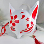 Uus Jaapani Anime Rebasemask Tuttide ja Kellukestega Kirsi&otilde;ied Kassi Mask Cosplay Peotarvikud Maskeraad Kabuki Kitsune A