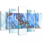 Viieosalise pildiga l&otilde;uendiprint Orchid Abstract Blue 100x70 sinine