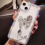 Bling Diamond Pearl Bow telefoni&uuml;mbris Samsung S23 S22 S21 Ultra S20 FE A13 A14 A23 A33 A53 A12 A22 A32 A52/Redmi Note 11 10 9A 9C 9T 10C/iphone 14Pro jaoks iphone 6 6s valge