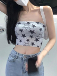 Esteetilised retro t&auml;navar&otilde;ivad Harajuku gooti varrukateta s&auml;rk Y2K moet&auml;htede armas beebi T-s&auml;rk suvine E-t&uuml;druku Crop Top Slim EMO L hall v&auml;rv