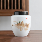 Suure mahutavusega keraamika teekorv k&auml;sitsi maalitud maastikumustriga suletud hoiupaak reisiteepurk Oolong tieguanyin konteinerid A 11.5X14.5CM  750ML