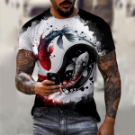 Meeste T-s&auml;rgid Kalastusmustriga T-s&auml;rgid L&uuml;hikeste varrukatega 3d Loomahunt Tr&uuml;kitud Street Hip Hop T-s&auml;rk Tai Chi diagramm Tops Tee 3XL