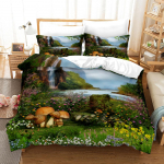 3D v&auml;rviline seene voodipesukomplekt Luksuslik teki- ja padjap&uuml;&uuml;r 2/3tk AU140 * 210 &uuml;he-/kahekohaline s&uuml;nnip&auml;evakingitus Lastetuba Pehme kodutekstiil Baby 100x135cm