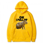 Ok I Pull Up Capybara Graafilise tr&uuml;kiga kapuuts Unisexi mood vabaaja vintage kapuutsiga dressipluusid gooti pulloverid Harajuku t&auml;navar&otilde;ivad 2XL