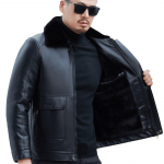 Karusnahast integreeritud meeste ehtsast nahast jakk Keskealiste meeste rev&auml;&auml;ridega vabaaja jope, paksendatud uus lambanahkne jakk meeste talve XXXXL