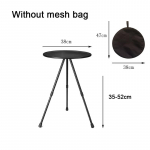 Telkimise &uuml;mmargune laud v&otilde;rkkotiga Ultrakerge kaasaskantav reguleeritavate jalgadega kokkupandav laud siseruumides &otilde;ues pikniku jaoks without mesh bag must