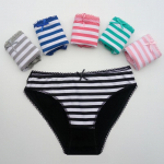 Seksikad alusp&uuml;ksid naistele Puuvillane pehme naiste aluspesu pitsp&uuml;kste komplekt Naiste triibulised bikiinid intiimpesu 6 tk/partii M