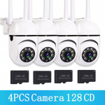 200 W 5 GHz ja 2,4 GHz Wi-Fi IP-kaamera HD 1080P IR t&auml;isv&auml;rviline &ouml;&ouml;n&auml;gemise turvalisus v&auml;litingimustes traadita seirekaamera AI inimese j&auml;lgimine (1/2/4 tk) 4PCS AU plug+4*128G valge