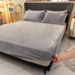 Tafu Velvet Fitted Sheet Paks Talvine 3D L&otilde;igatud ja Plush Milk Velvet voodikate Madratsi kaitsekate UUS Bed sheet (90x200x25cm) h&otilde;bedane hall v&auml;rv