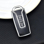 3 nupuga TPU auto kaugjuhtimispuldi v&otilde;tmeta kate Volkswagen Touareg 2018 2019 2019 2020 2021 v&otilde;tme&uuml;mbrise hoidiku jaoks, Funda Llave Protector tarvikud Silver key case must