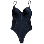 Populaarne ujumiskost&uuml;&uuml;m, polsterdatud Push Up naiste kontrastv&auml;rvi seljata bikiinid ujumiseks L valge