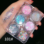 6-v&auml;rviline Sequined Gel Cream lauv&auml;rvipalett Glitter Diamond Eye Makeup Juuksed Keha N&auml;gu Glitter Gel Art Flash Loose Sequins Cream 101