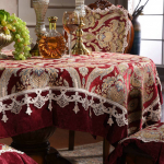 Luksuslikud laudlinad ristk&uuml;likukujulised pulmaruudukujulised s&ouml;&ouml;gilaua katted peokangas pitsist žakaarv&auml;rvi punase tooli kattekomplekt 110x160cm-Rectangle punane