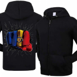 Suures suuruses Rumeenia Ameerika lipp USA Rumeenia Prinditud kapuutsiga jakk T&otilde;mblukuga Meeste moodne kapuutsiga lahtised meester&otilde;ivad S must