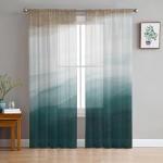 Sea Beachi akvarellgradient l&auml;bipaistvad kardinad elutuppa magamistuba kodukaunistuseks k&ouml;&ouml;k t&uuml;ll akende jaoks Voile kardinad 135W x 114H(cm)