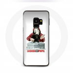 &Uuml;mbris Samsung Galaxy S9 La casa de papel maski logoga valgel taustal