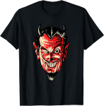 Vintage Halloweeni Red Devil Head Horror Longing Evil Unisex T-s&auml;rk S