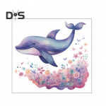 Cartoon Whale Flower WC kleebis Eemaldatav isekleepuv veekindel PVC elutoa seinakunst Vannitoa tualettruumi kaane kaunistuskleebis lilla