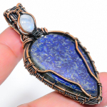 Natural Lapis Lazuli Gemstone Handmade Copper Wire Wrap Pendant 2.64 g3m81