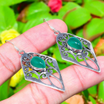 Natural Green Onyx Gemstone Handmade 925 Sterling Silver Earring 2.32 i3l86