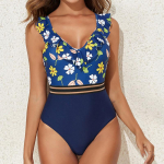 Seksikas &uuml;hes t&uuml;kis naiste ujumistrikoo, lilledega naiste seljataga ujumisriided Push Up supelkost&uuml;&uuml;mid S