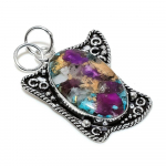 Natural Spiny Oyster Gemstone Handmade 925 Sterling Silver Pendant 2.17 h2o89