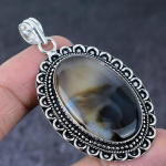Natural Montana Agate Gemstone Handmade 925 Sterling Silver Pendant 2.48 z4v77