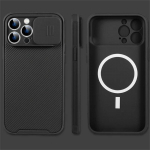 Magnet&uuml;mbris Apple iPhone 15 14 13 12/13 12 Pro/11 12Pro Max Case Camshield kaamera kaitsekate Sobib Magsafe laadimiseks iPhone 15 Pro Max must