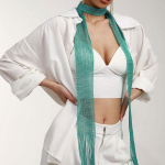 Naiste mood S&auml;rav siidist p&auml;ikesekaitse Sall Kuldne H&otilde;bedane L&auml;ikiv Kaelakee Tutt &Otilde;htukleit Sall