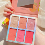 Waterproof six-color highlighter blush eyeshadow palette Multi-functional Contouring tray Pearl matte Glitter Eyeshadow Lasting setting women's