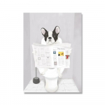 Prantsuse buldog tualetis l&otilde;uendimaal Plakat Naljakas vannitoa reeglistik P&otilde;hjamaade tagumikutabel WC-huumor Seinakunst Kodukaunistus 21cm&times;30cm NoFrame