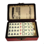 Hiina mahjongi klassikaline vaba aja m&auml;ng, p&uuml;hadekingitused, lauam&auml;ngud koos kandekotiga koju, 16.8cmx11.5cmx6.5cm beige