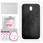 apgo Protective Skin Sticker for the back compatible with Samsung Galaxy J7 (2017), Wrap Film, Foil, Vinyl - Pattern Black Leather