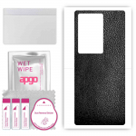 apgo Protective Skin Sticker for the back compatible with ZTE Axon A41 Ultra 5G Supreme, Wrap Film, Foil, Vinyl - Pattern Black Leather