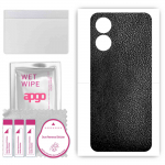 apgo Protective Skin Sticker for the back compatible with Oppo A17, Wrap Film, Foil, Vinyl - Pattern Black Leather