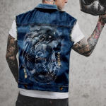2578 * Meeste vest aukudega hooajalises mootorratta teksariidest tr&uuml;kitud vestis 2XL sinine/s&uuml;gav